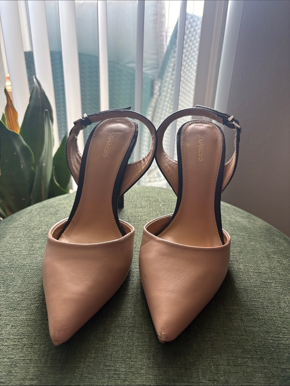 Express Women's Blush Pink Pointed Toe Slingback Heels